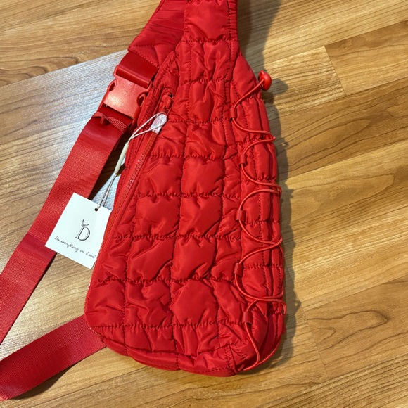 Quilted Sling Bag Red Puffer Do Everything In Love Crossbody Bag Shoulder Bag - Picture 3 of 8